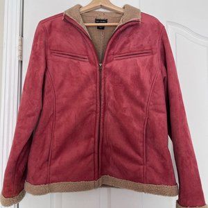 Bit and Bridle Primrose Pink Faux Suede Fleece Lined Zip Jacket, Size Large
